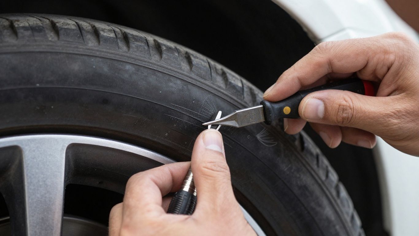 Mechanik opravuje poškrábaný disk auta.