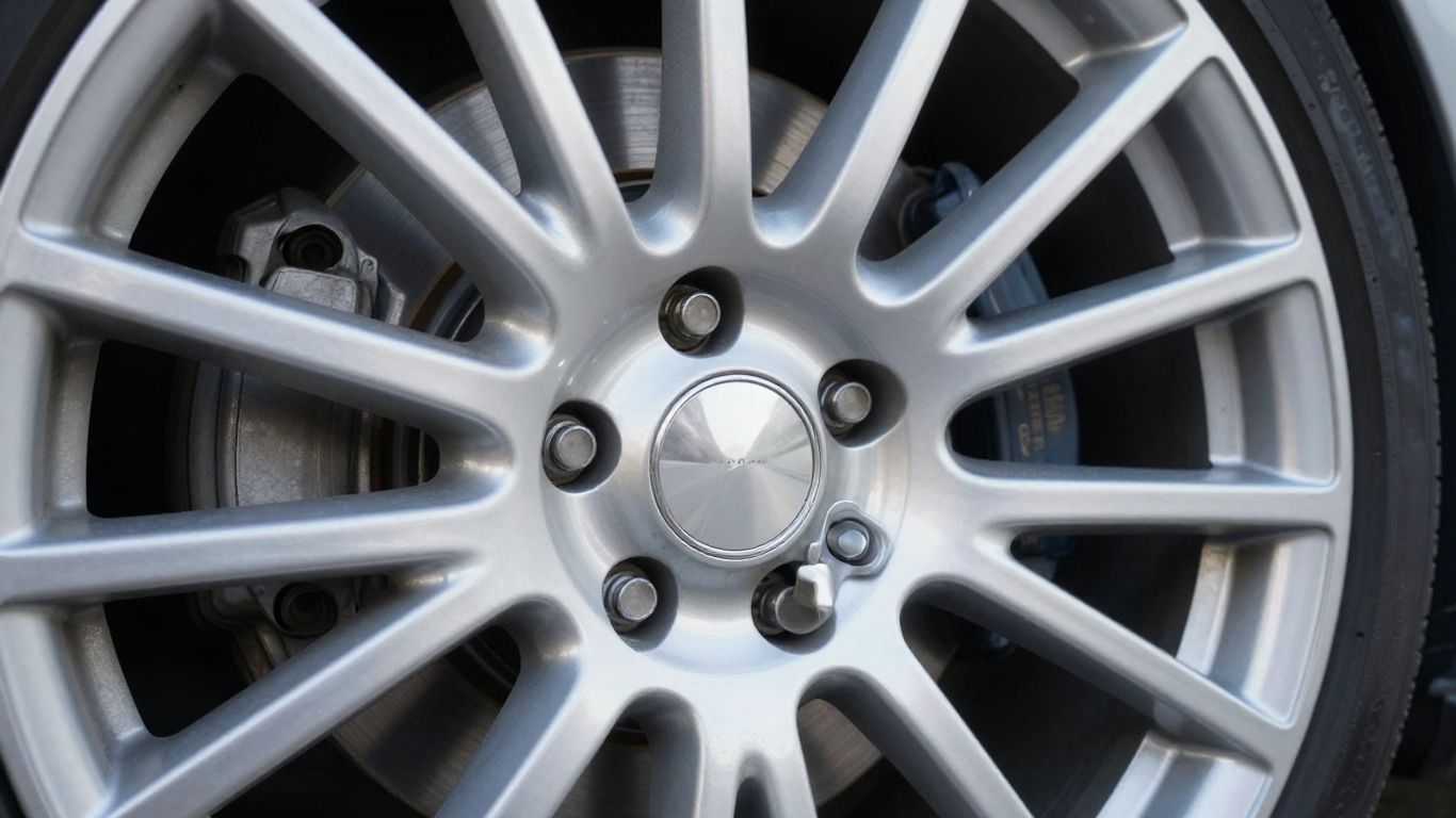 Lesklý renovovaný disk automobilu s detailními paprsky.